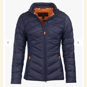 Barbour Longshore Quilted Jacket, Navy/Marigold ASO ROYAL